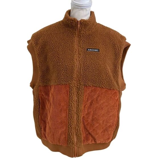 NWOT RÉSUMÉ WOMEN'S GERTARS TEDDY QUILTED CORDUROY BEST IN COGNAC BROWN - OS - Picture 1 of 6